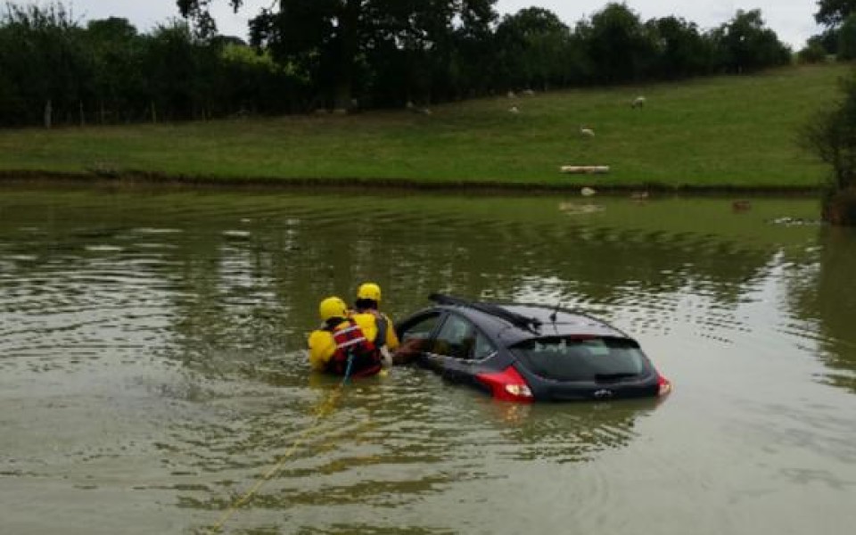 Trapped pensioner in sinking car stuns rescuers