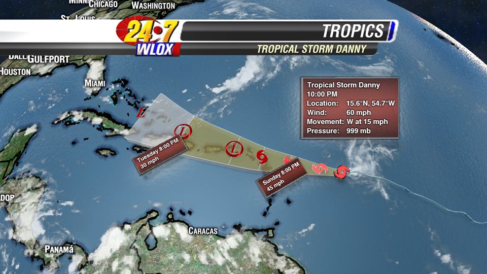 Danny becomes Category 2 hurricane