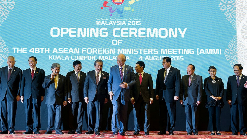 Malaysia's Prime Minister Datuk Seri Najib Tun Razak at the opening of the 48th ASEAN Foreign Ministers Meeting