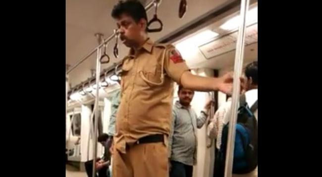 Caught on camera: Drunk Delhi Police cop boards metro in inebriated state