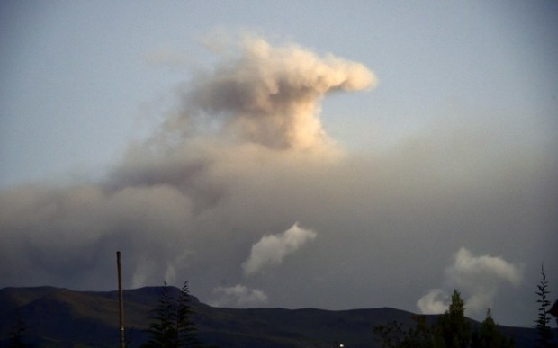 View of an ash cloud from the volcano