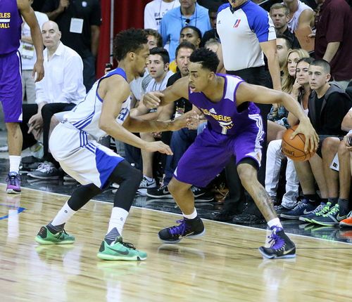 WikipediaLos Angeles Lakers rookie point guard D'Angelo Russell in the 2015 NBA Summer League