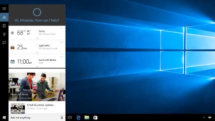 Voice assistant Cortana running on Windows 10