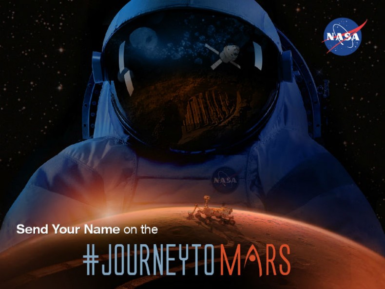 Register your name to be send on NASA's Journey to Mars