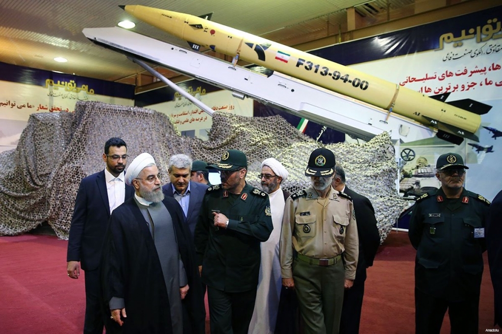 Hassan Rouhani attending a ceremony for the unveiling for a new surface-to-surface missile