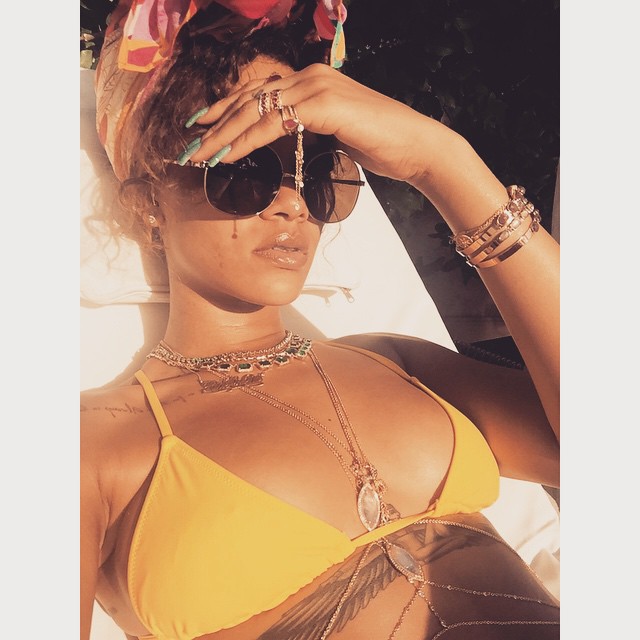 Rihanna in a bikini while relaxing with best friend in Barbados