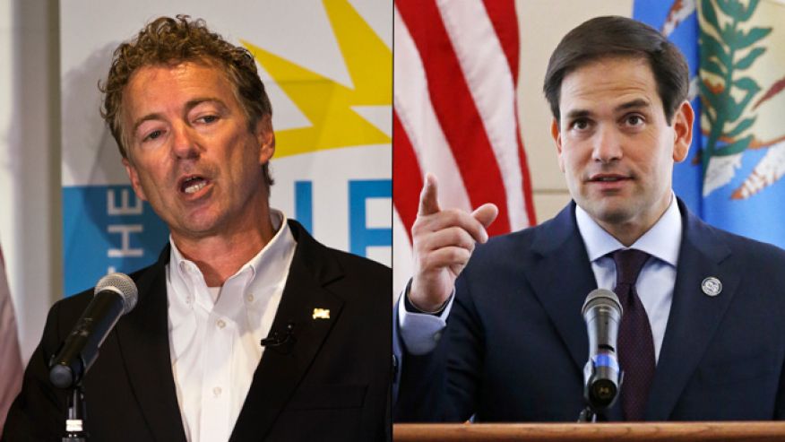 At left Kentucky Sen. Rand Paul at right Florida Sen. Marco Rubio