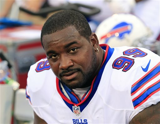 Buffalo Bills defensive tackle Marcell Dareus watches the action during the first half of an NFL preseason football game against the Carolina Panthers in Orchard Park N.Y. Several teams will be missing key