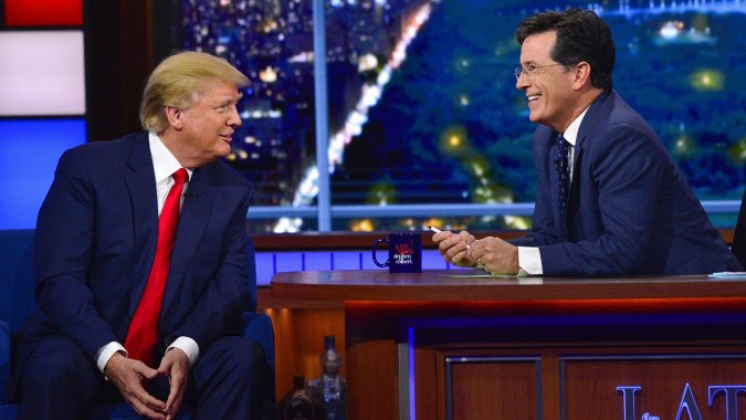 Donald Trump and Stephen Colbert