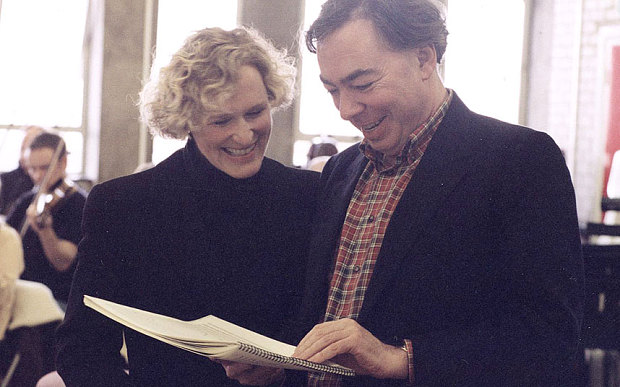 Lloyd Webber and Glenn Close rehearsing Sunset Boulevard