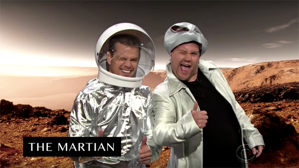 Matt Damon and James Corden on'The Late Late Show The Martian