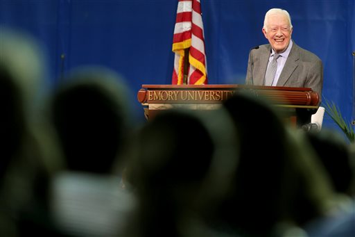 Former President Jimmy Carter answers a question during the annual Carter Town Hall meeting at Emory University in Atlanta on Wednesday Sept. 16 2015 where he takes questions from students. MARIETTA DAILY O