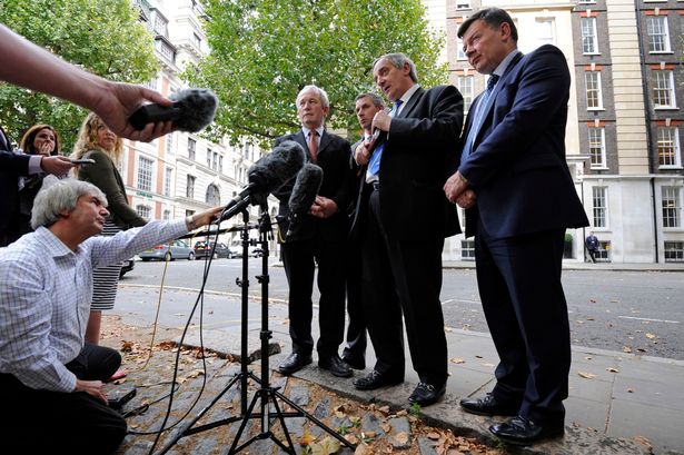 Delivering a statement on the milk crisis in London last month were from left NFU Cymru president Stephen James Ulster Farmers Union president Ian Marshall NFU president Meurig Raymond and NFU Scotland president Allan Bowie