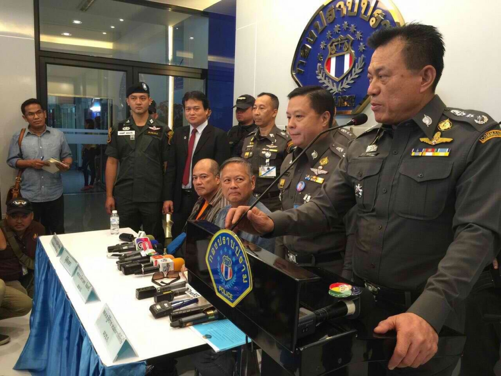 REYES BROTHERS CAPTURED Thai police present former Palawan Gov. Joel Reyes and his younger brother Mario alleged masterminds in the murder of broadcaster Gerry Ortega at a press conference in Bangkok after their arrest on the island