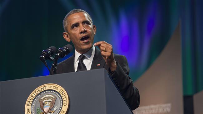 US President Barack Obama addresses the Congressional Black Caucus Foundation on Saturday Sep. 19