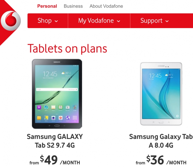 Vodafone offers two Galaxy-sized tablets with 4G