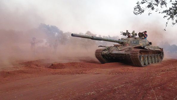 Syrian rebel forces are seen here fighting in Idlib province