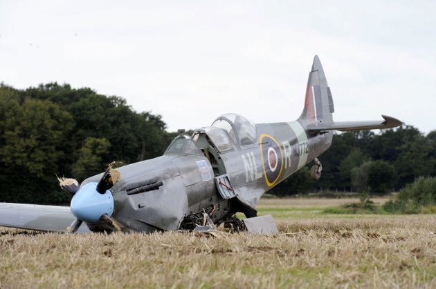 The legendary wartime fighter came down in Woodchurch on the outskirts of Ashford Kent