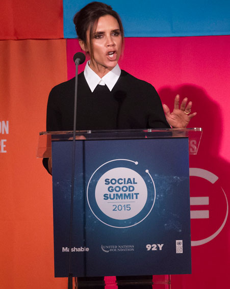 Victoria Beckham speaks at the Social Good Summit
