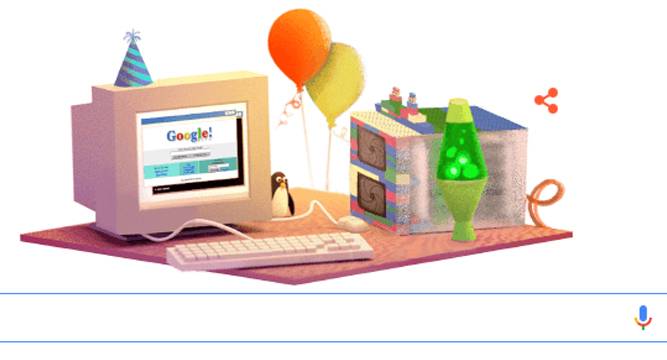 Happy birthday Google Doodle depicts 17 years of happiness