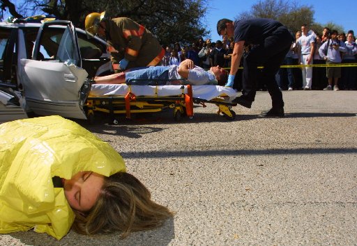 A car crash enactment at Mac Arthur High in Irving. Dallas Morning News file