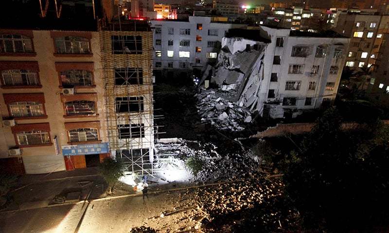 A damaged room in a residential building is seen after the explosions hit Liucheng Guangxi Zhuang. &mdash Reuters