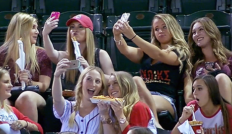 A group of sorority girls took selfies at an Arizona Diamondbacks game while the commentators mocked them on Wednesday Sept. 30