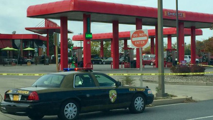 A man was reportedly shot outside a Maryland gas station by a state trooper on Monday