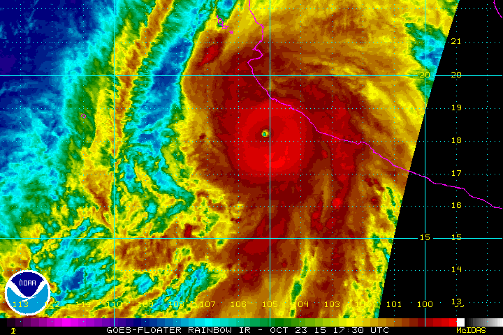 A satellite image of Hurricane Patricia