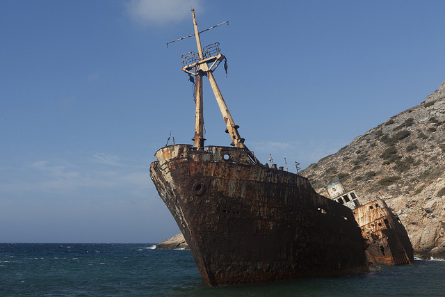 A shipwreck near Kalotaritissa Greece