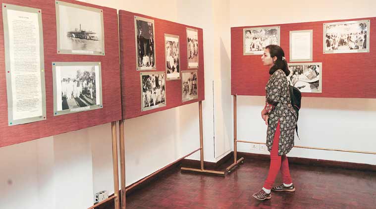 A visitor at the exhibition