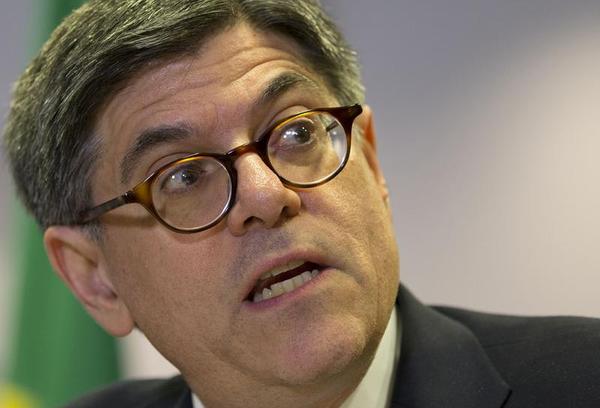 U.S. Secretary of the Treasury Jack Lew speaks to the press after meeting with Brazil's Finance Minister Guido Mantega in Sao Paulo Brazil Monday