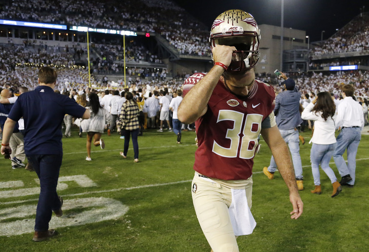 Florida State punter Cason Beatty walks off the field after the Seminoles loss to Georgia Tech Saturday in Atlanta