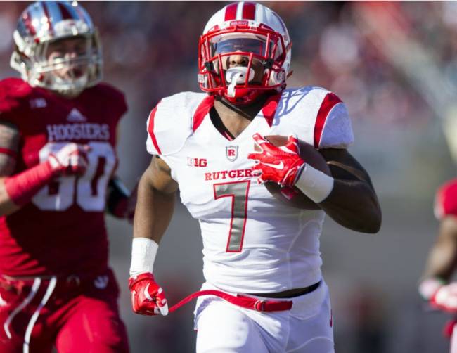 Rutgers&#39 Robert Martin running for a touchdown during the first half against Indiana on Saturday in Bloomington Ind