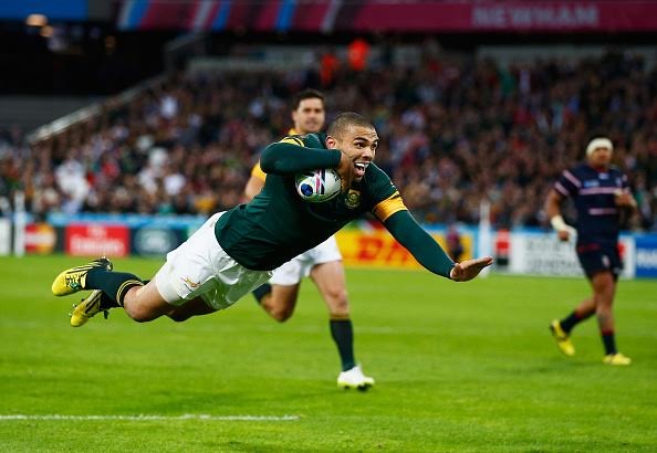 Action from the match between South Africa and USA