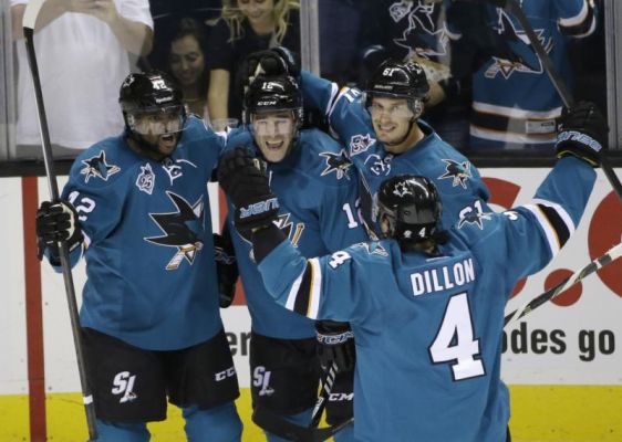 San Jose Sharks Patrick Marleau celebrates his