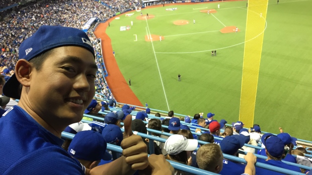 Albert Jame at the Blue Jays first playoff game in 22 years