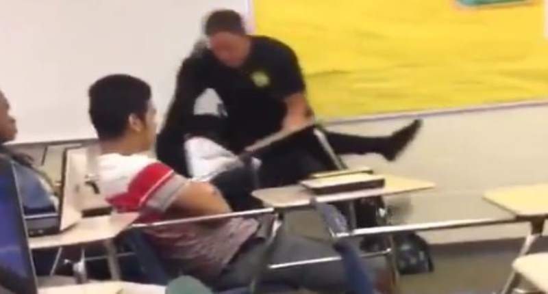 A South Carolina police officer is seen accosting a student at Spring Valley High School in Columbia in video online. Twitter