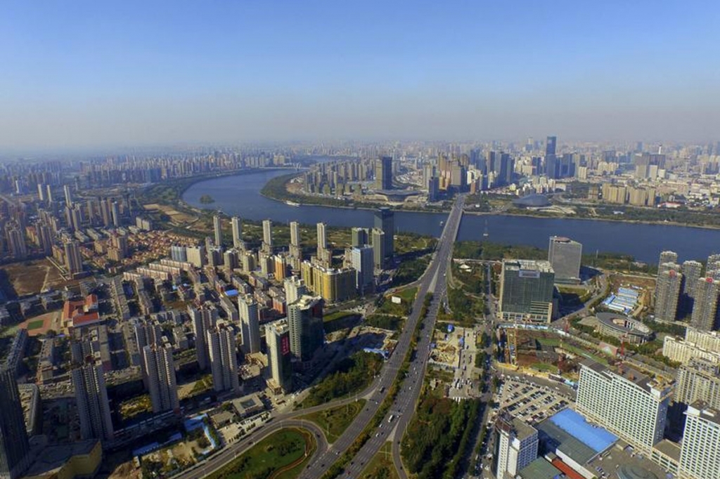 An aerial view shows the city skyline of Shenyang Liaoning province China