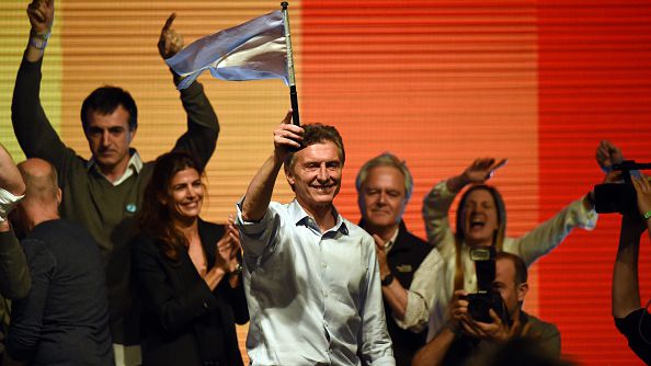 Argentine presidential candidate Mauricio Macri celebrates forcing the presidential contest to a run off- EITAN ABRAMOVICH  AFP  Getty Images