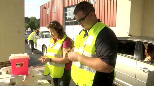 Augusta Health Center drive through flu clinic