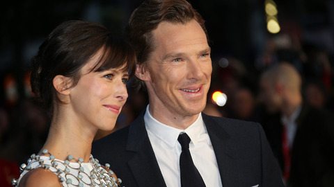 Benedict Cumberbatch right and wife Sophie Hunter at the premiere of the film Black Mass as part of the London film festival in London