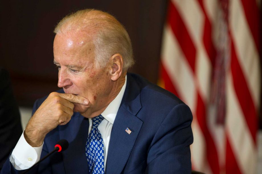 Vice President Joe Biden pauses during the White House Build America Investment Initiative roundtable Wednesday Oct. 14 2015 in the Eisenhower Executive Office Building on the White House complex in Washington