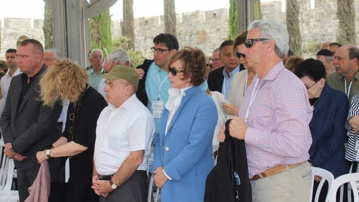 Jewish leaders from around the world observe a moment of silence in memory of slain Israeli Prime Minister Yitzhak Rabin in Jerusalem