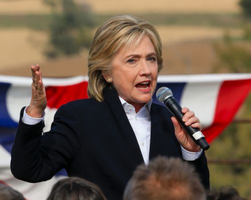 Democratic presidential candidate Hillary Rodham Clinton speaks Wednesday Oct. 7 2015 during a campaign stop at the Westfair Amphitheater in Council Bluffs Iowa