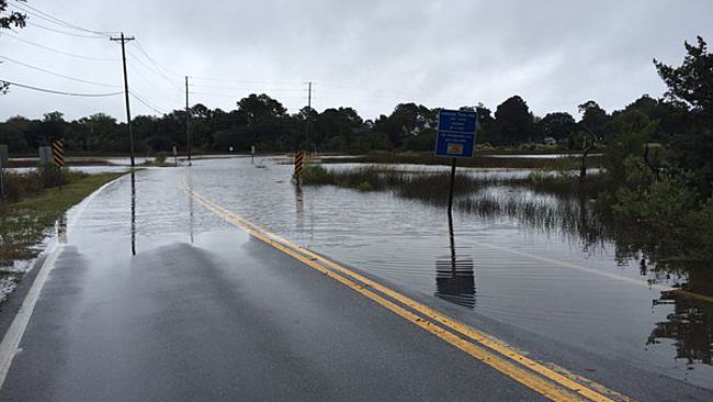 Coastal flooding closed part of Long Point road in Mount Pleasant South Carolina