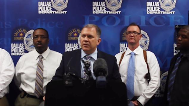 Major Max Geron of Dallas Police addresses the media regarding the arrest of Antonio Lamar Cochran after DNA linked Cochran to killing