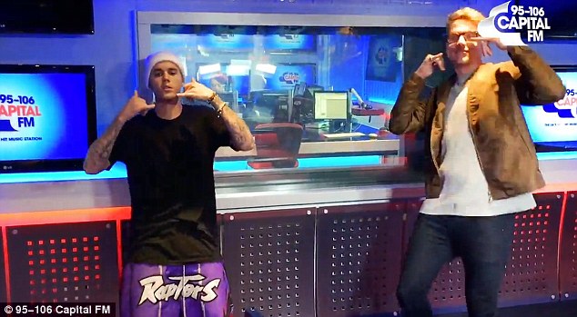 Dance fever Justin Bieber poked fun at Drake when he visited the UK's 95-106 Capital FM radio on Wednesday