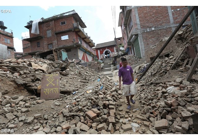 Disaster caused by earthquake in Nepal in April 2'015.- EPA