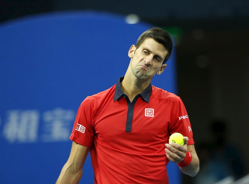 Novak Djokovic of Serbia reacts during a men's singles match against Zhang Ze of China at the China Open tennis tournament in Beijing China. – Reuters pic